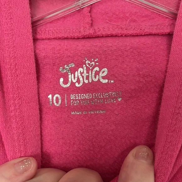 SPARKLY LOL EMOJI REVERSIBLE JUSTICE HOODIE PINK GIRLS SIZE 10 GREAT CONDITION! - Picture 5 of 6